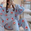 Пижама клубничка голубая с мешком М