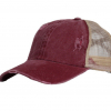 Бейсболка джинсовая потертая с сеткой. Бордовая
